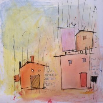 Pintura intitulada "À Nos Maisons" por Ivan Colas, Obras de arte originais, Aquarela
