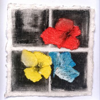Drawing titled "Floraison nocturne" by Ivan Colas, Original Artwork, Charcoal Mounted on Wood Stretcher frame