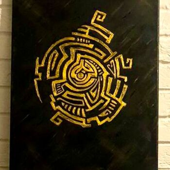 제목이 "mayan maze"인 미술작품 Ivan Diak로, 원작, 기름 나무 들것 프레임에 장착됨
