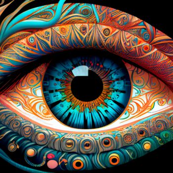Artes digitais intitulada "Olho Carnaval #5" por Ivan Facchini, Obras de arte originais, Imagem gerada por IA