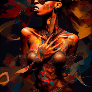 Digitale Kunst mit dem Titel "Princesa Afro - Car…" von Ivan Facchini, Original-Kunstwerk, KI-generiertes Bild