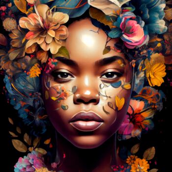 Digital Arts titled "Afro Florido #4" by Ivan Facchini, Original Artwork, AI generated image