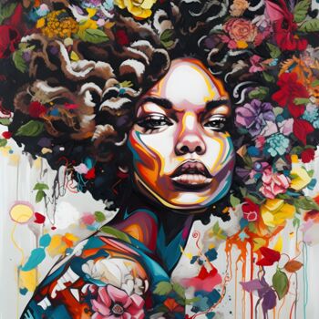 Digital Arts titled "Afro Flores #2" by Ivan Facchini, Original Artwork, Digital Print