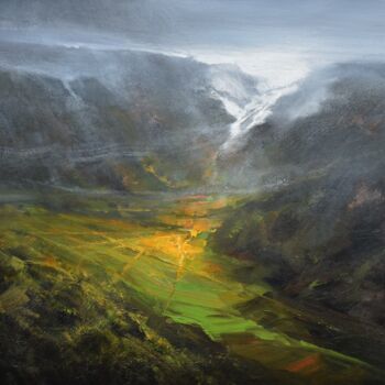 Peinture intitulée "Agartha - Valley of…" par Ivan Grozdanovski, Œuvre d'art originale, Acrylique