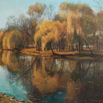 Painting titled "Willows in the park" by Ivan Ormanzhi, Original Artwork, Oil