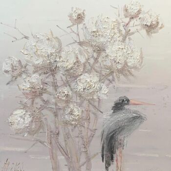Painting titled "Stork" by Ivan Pilipenko, Original Artwork, Oil