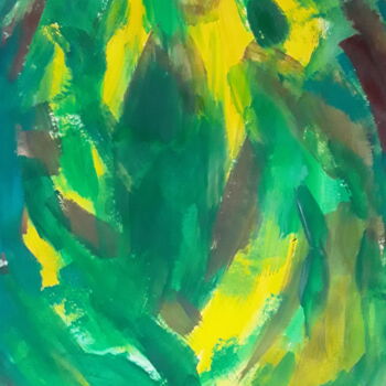 Pintura intitulada "Green desintegration" por Ivan Skripel, Obras de arte originais, Guache