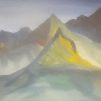 Картина под названием "Peysage de montagne" - Иван Скрипель, Подлинное произведение искусства, Гуашь