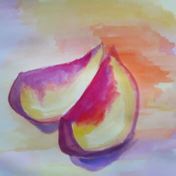 Рисунок под названием "White peach" - Иван Скрипель, Подлинное произведение искусства, Акварель