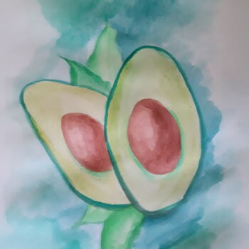 Pintura titulada "Juicy avocado" por Ivan Skripel, Obra de arte original, Acuarela