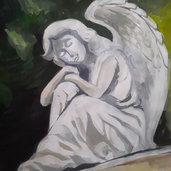 「Angel in the garden」というタイトルの絵画 Иван Скрипельによって, オリジナルのアートワーク, グワッシュ水彩画