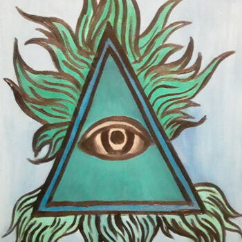 Картина под названием "All seeing eye" - Иван Скрипель, Подлинное произведение искусства, Масло