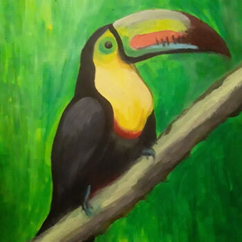 绘画 标题为“Rainbow toucan” 由Иван Скрипель, 原创艺术品, 丙烯 安装在木质担架架上