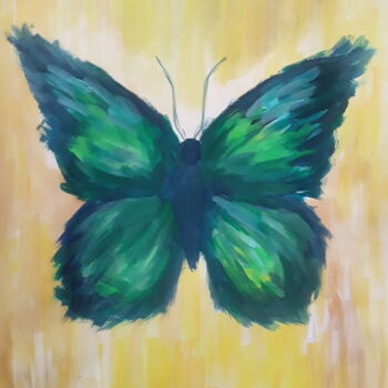 Pittura intitolato "Emerald butterfly" da Ivan Skripel, Opera d'arte originale, Tempera