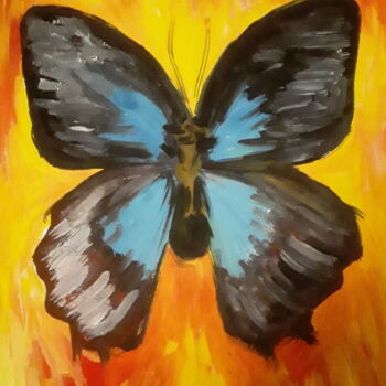 Schilderij getiteld "Bright butterfly" door Ivan Skripel, Origineel Kunstwerk, Gouache