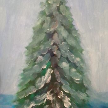 「Tree in the snow」というタイトルの絵画 Иван Скрипельによって, オリジナルのアートワーク, グワッシュ水彩画