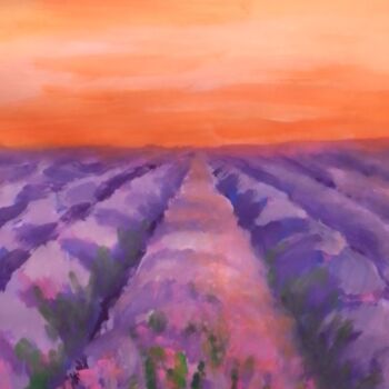 Pintura intitulada "Lavender field" por Ivan Skripel, Obras de arte originais, Guache