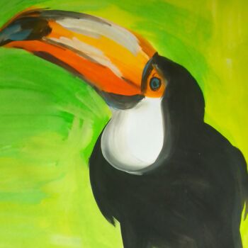 Schilderij getiteld "Bright toucan" door Ivan Skripel, Origineel Kunstwerk, Gouache