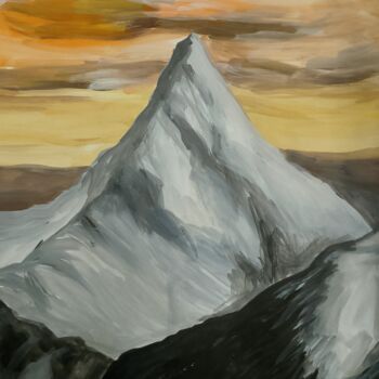 Картина под названием "Mountain peaks" - Иван Скрипель, Подлинное произведение искусства, Гуашь