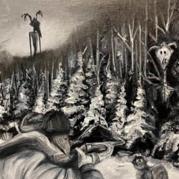 Картина под названием "Fear the hunt" - Ivan Telegin, Подлинное произведение искусства, Масло