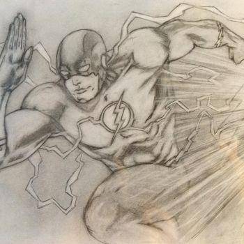 「Flash, Barry Allen」というタイトルの描画 Ivan Yanshinによって, オリジナルのアートワーク, 鉛筆