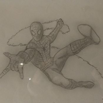 Drawing titled "Spiderman" by Ivan Yanshin, Original Artwork, Pencil