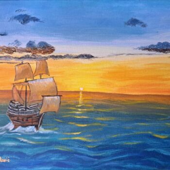 Pintura titulada "Sunset skyscape" por Ivana Novakovic, Obra de arte original, Oleo
