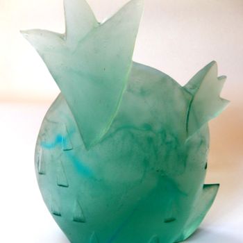 Sculpture titled "Blue cactus" by Ivana Pelouchová (IVANEL), Original Artwork, Glass