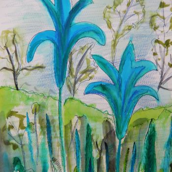 Painting titled "In the garden II." by Ivana Pelouchová (IVANEL), Original Artwork, Watercolor