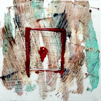 Estampas & grabados titulada "Red house" por Ivana Pelouchová (IVANEL), Obra de arte original, Monotipia