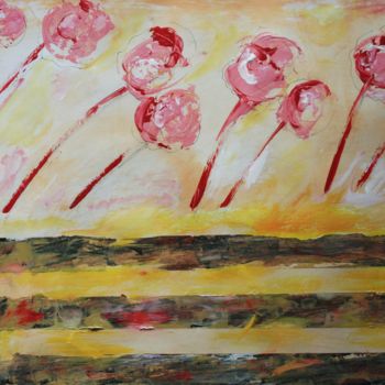 Painting titled "Garden with roses" by Ivana Pelouchová (IVANEL), Original Artwork, Acrylic