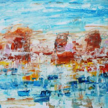 Painting titled "City by the sea" by Ivana Pelouchová (IVANEL), Original Artwork, Acrylic