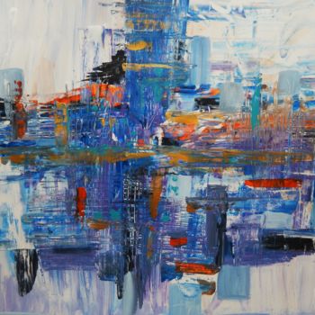 Painting titled "Blue composition II" by Ivana Pelouchová (IVANEL), Original Artwork, Acrylic