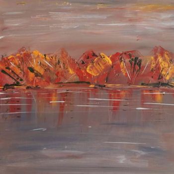 Painting titled "Autumn by the lake" by Ivana Pelouchová (IVANEL), Original Artwork, Acrylic