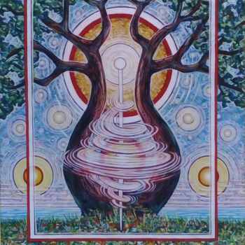 Peinture intitulée "The Tree of Life" par Ivan Arabadzhiev, Œuvre d'art originale, Huile