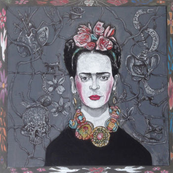 Painting titled "Hommage à Frida Kah…" by Ivan Dmitriev, Original Artwork, Acrylic