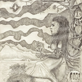 Drawing titled "AstroChimère La Vie…" by Ivan Dmitriev, Original Artwork, Pencil