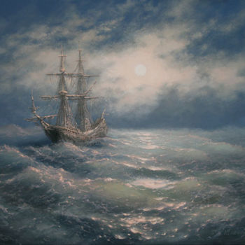 Painting titled "Fifth ocean" by Ivanenko, Original Artwork, Oil