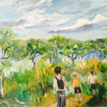 Painting titled "os meninos no serra…" by Ivanete Prado, Original Artwork, Oil