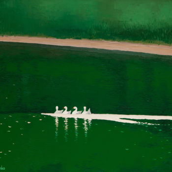 Painting titled "Along the shore" by Ivan Klymenko, Original Artwork, Oil