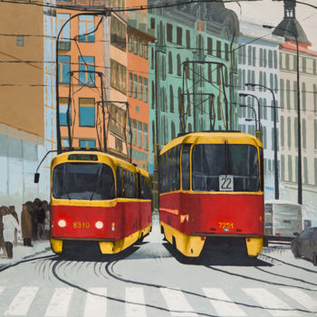 「Narodni trida, Prag…」というタイトルの絵画 Ivan Klymenkoによって, オリジナルのアートワーク, オイル