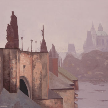 Peinture intitulée "Charles Bridge, Pra…" par Ivan Klymenko, Œuvre d'art originale, Huile