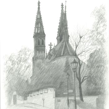 Desenho intitulada "Basilica of Saints…" por Ivan Klymenko, Obras de arte originais, Lápis