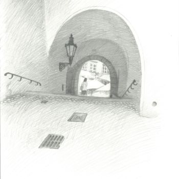 Drawing titled "Town hall stairs, P…" by Ivan Klymenko, Original Artwork, Pencil