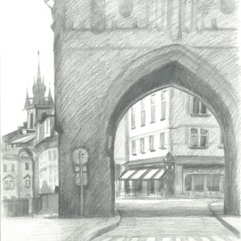 Dessin intitulée "Arch of the Powder…" par Ivan Klymenko, Œuvre d'art originale, Crayon