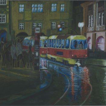 Drawing titled "Rainy evening. The…" by Ivan Klymenko, Original Artwork, Pencil