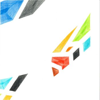Dessin intitulée "Colored figures VI" par Ivan Klymenko, Œuvre d'art originale, Crayon