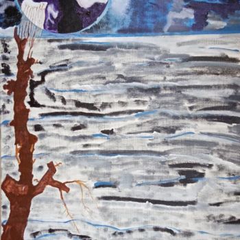Painting titled "Inondation cahotiqu…" by Ivann Deweare Lindor, Original Artwork, Acrylic