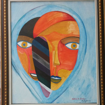 Painting titled "Jumelles astrales" by Ivann Deweare Lindor, Original Artwork, Acrylic Mounted on Wood Stretcher frame