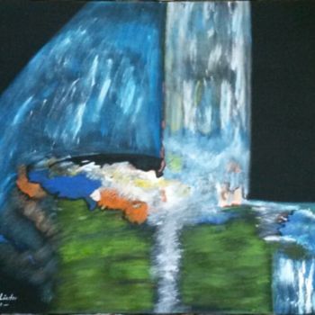 Painting titled "Cascade eternelle/f…" by Ivann Deweare Lindor, Original Artwork, Acrylic Mounted on Wood Stretcher frame